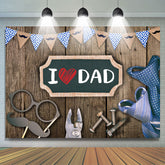 Lofaris Brown Wooden I Love Dad Happy Fathers Day Backdrop